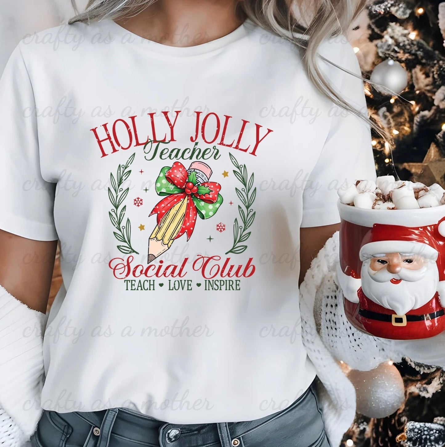 Holly Jolly Teacher Social Club Tee