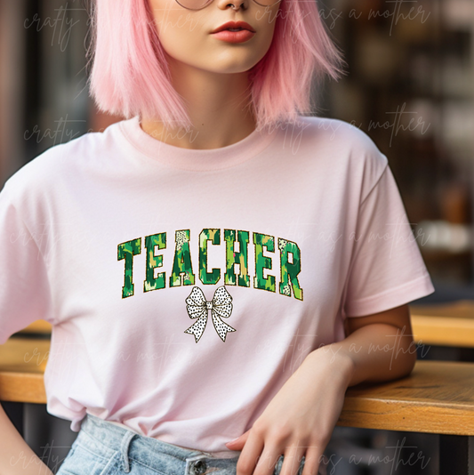 Dalmatian Coquette Bow Teacher Tee