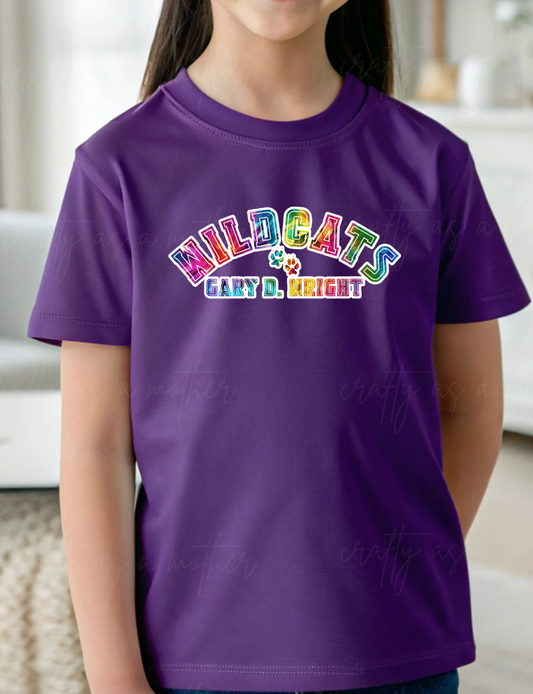 Wildcats Rainbow Tie Dye Font - Youth