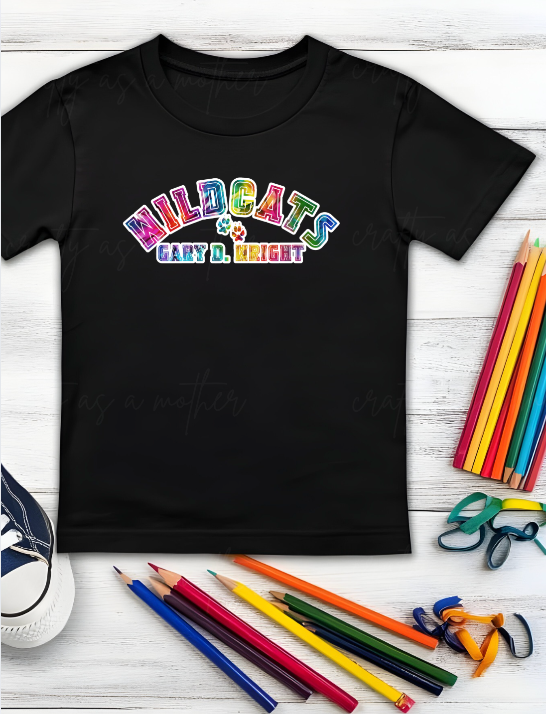 Wildcats Rainbow Tie Dye Font - Youth