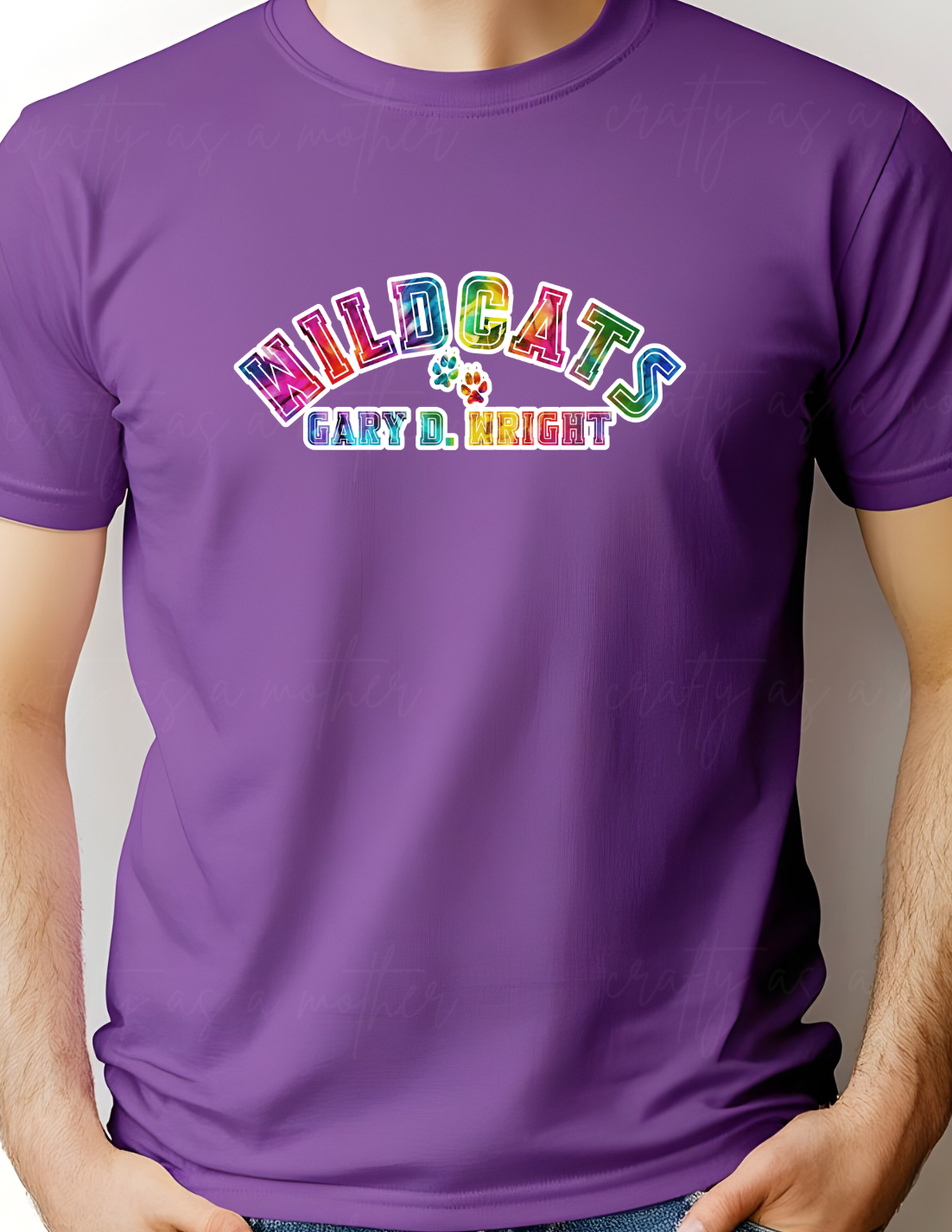 Wildcats Rainbow Tie Dye Font - Adult