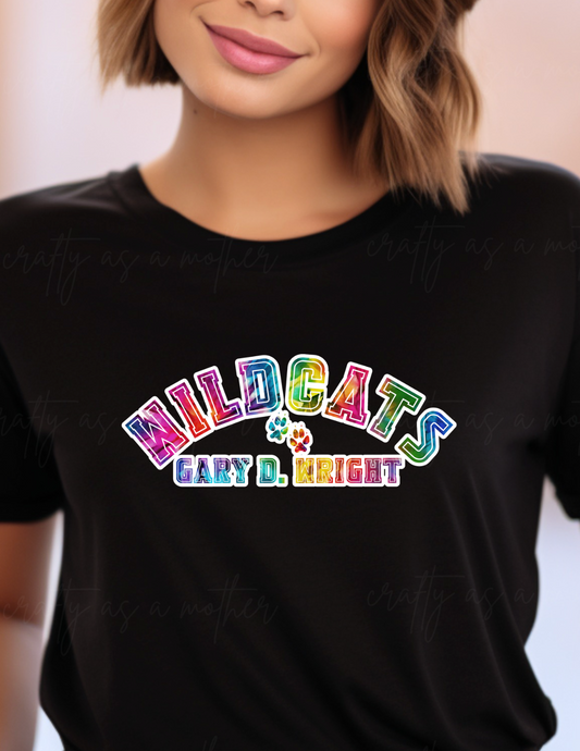 Wildcats Rainbow Tie Dye Font - Adult