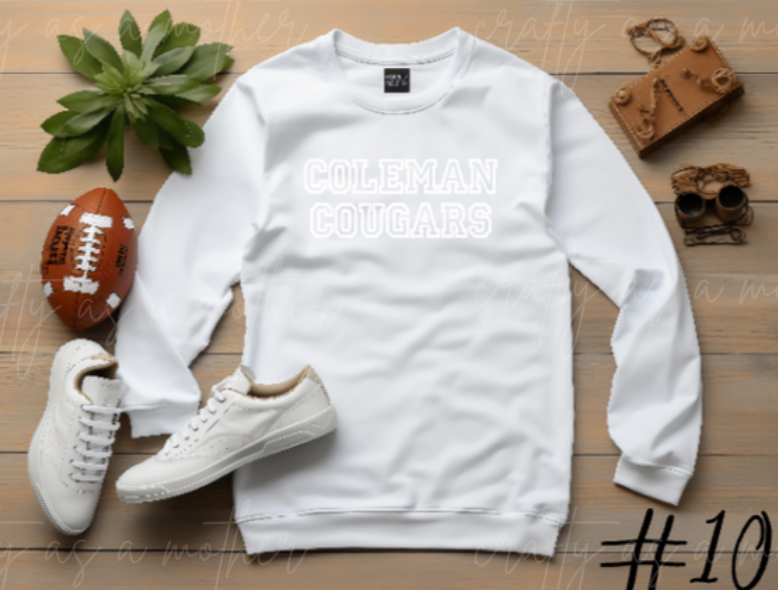 Coleman Cougars Sweatshirts - Puff Vinyl - 12 Options!