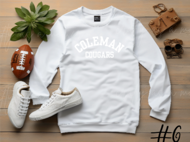 Coleman Cougars Sweatshirts - Puff Vinyl - 12 Options!