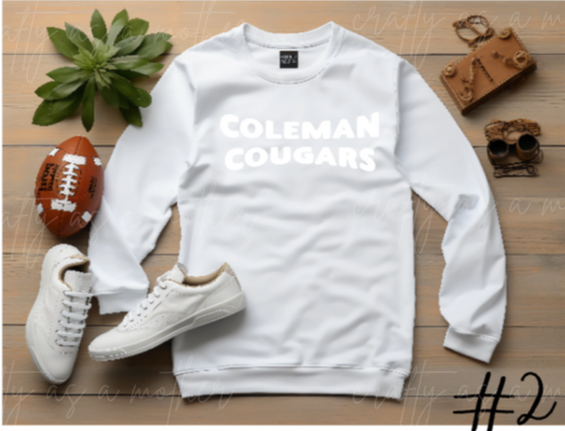 Coleman Cougars Sweatshirts - Puff Vinyl - 12 Options!