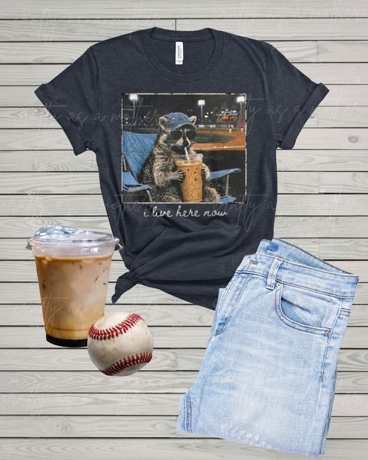 I Live Here Now Raccoon Tee