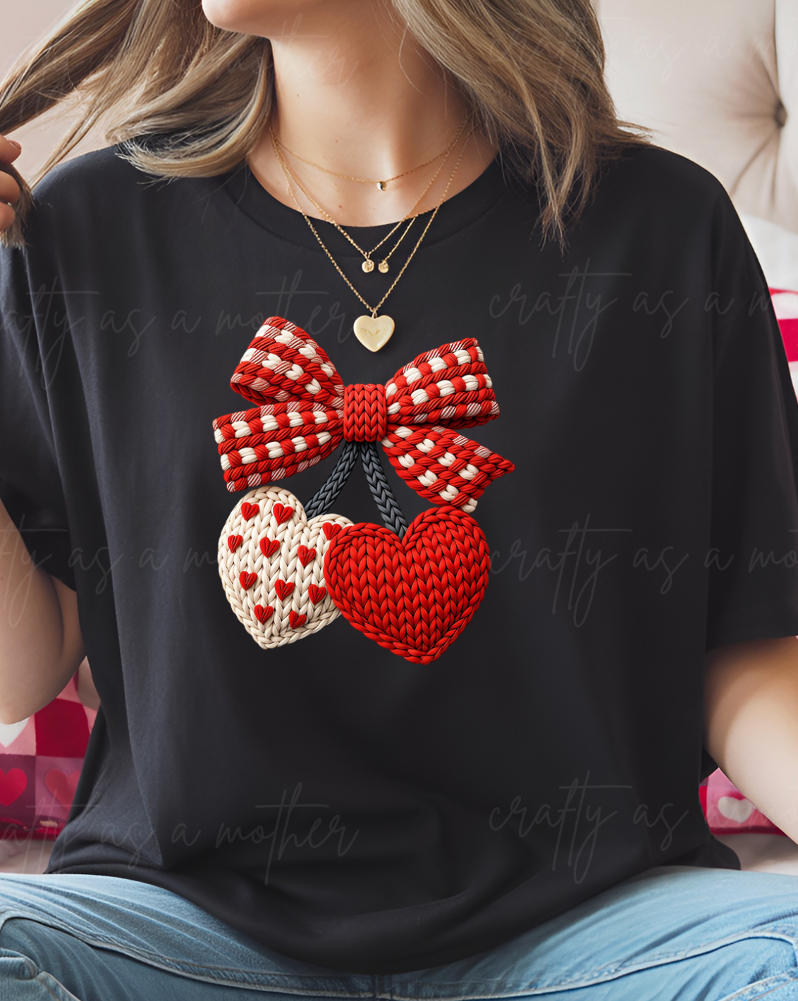 Faux Crochet Valentines Day Tee