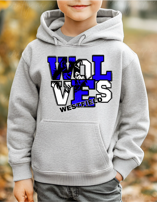 Block Letter Wolves - Youth