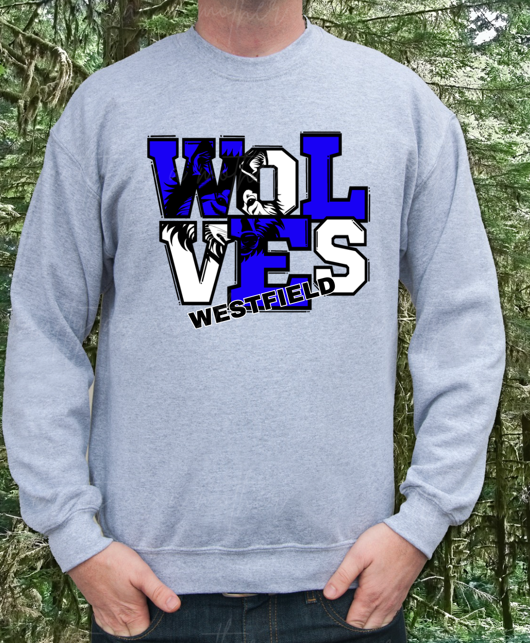 Block Letter Wolves - Adult